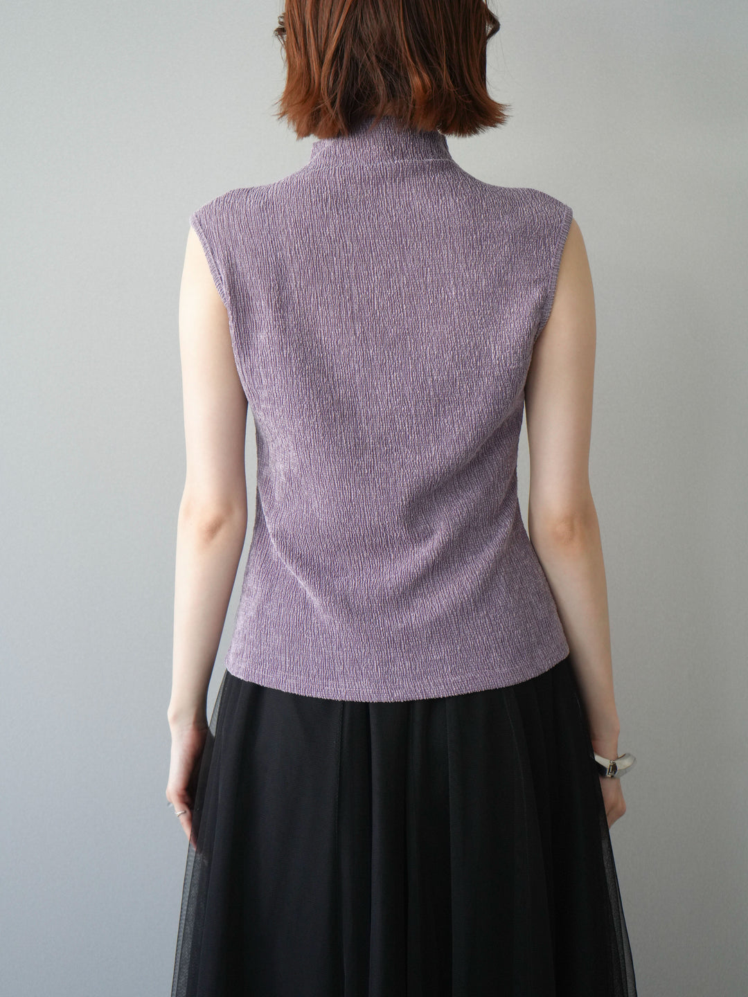 [予約]ツイストギャザーノースリトップス/purple