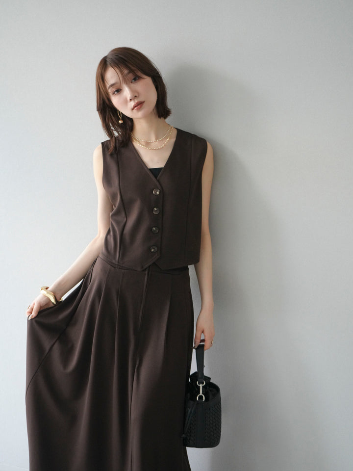 [予約]ポンチノーカラーベスト/ブラウン