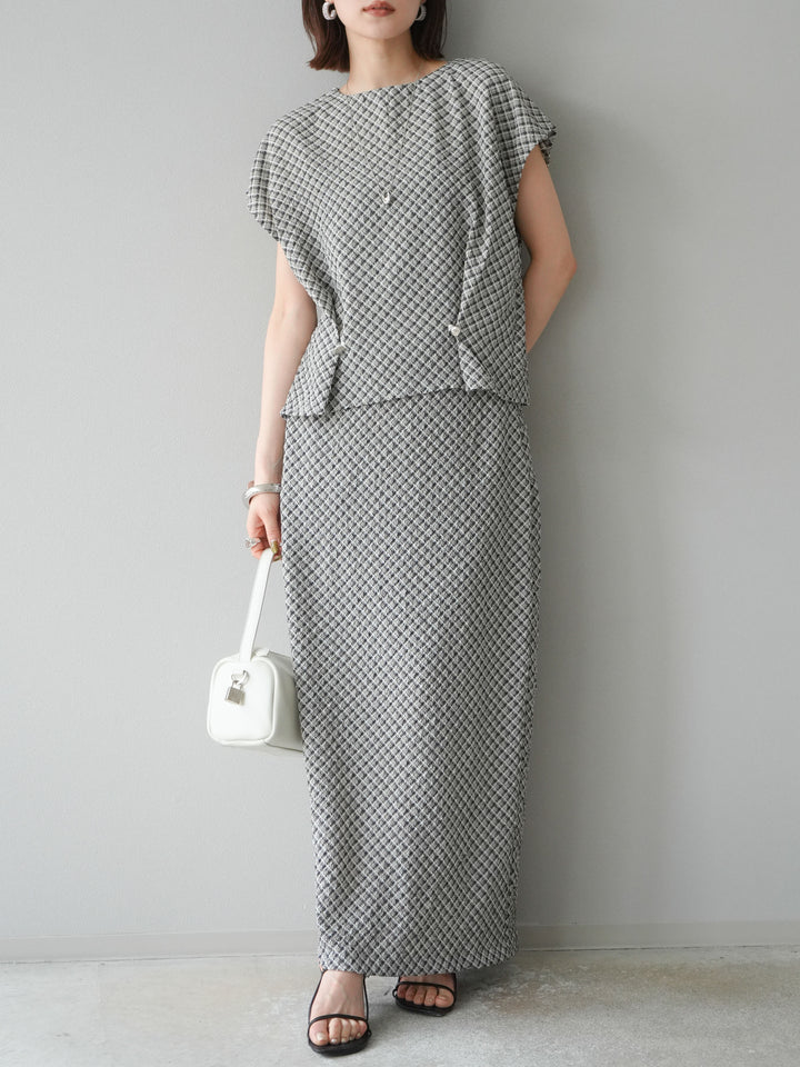 [予約]チェック柄タイトスカート/ブラック