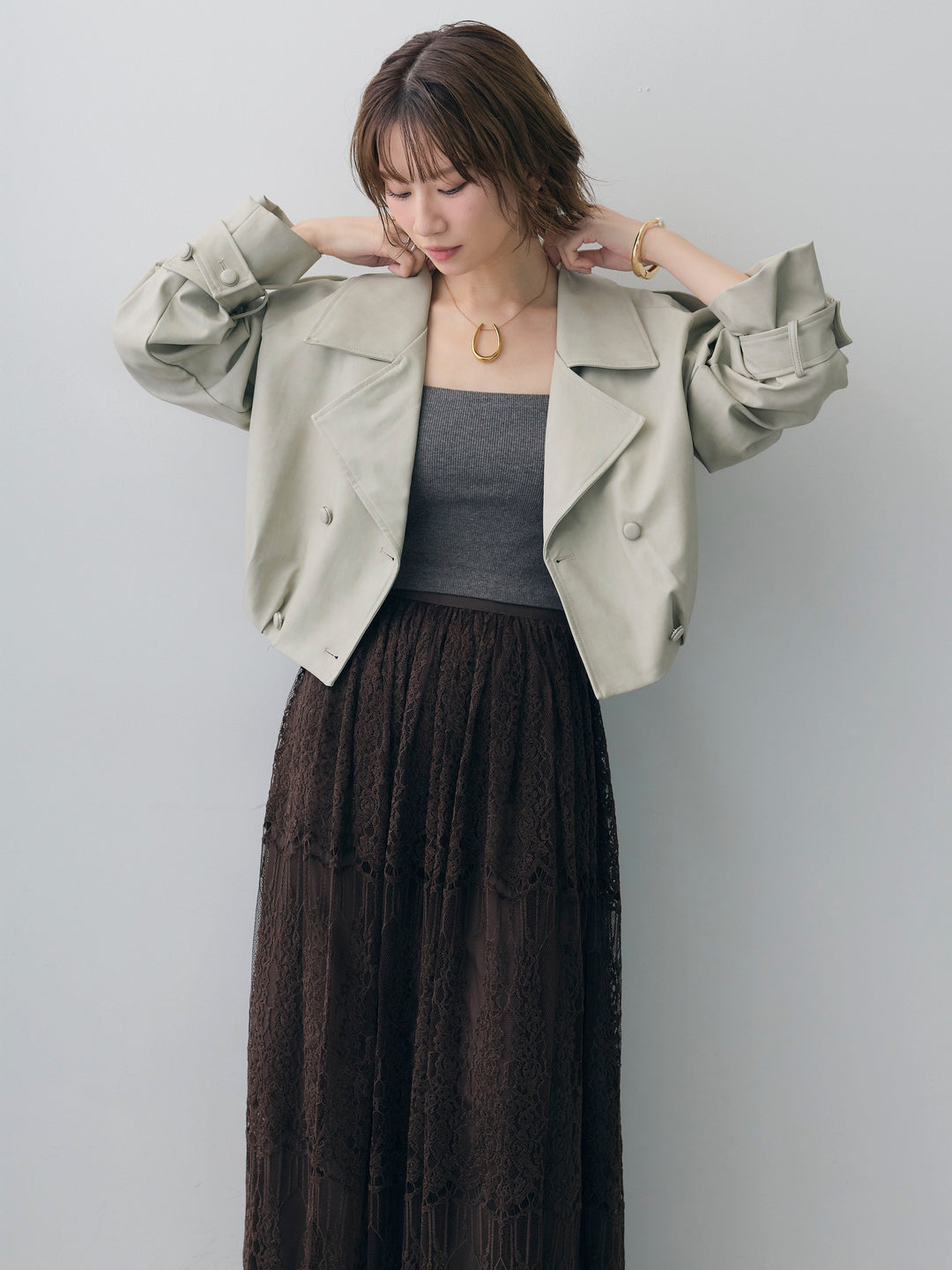 [SET]レザークロップブルゾン+レザークロップブルゾン(2set)