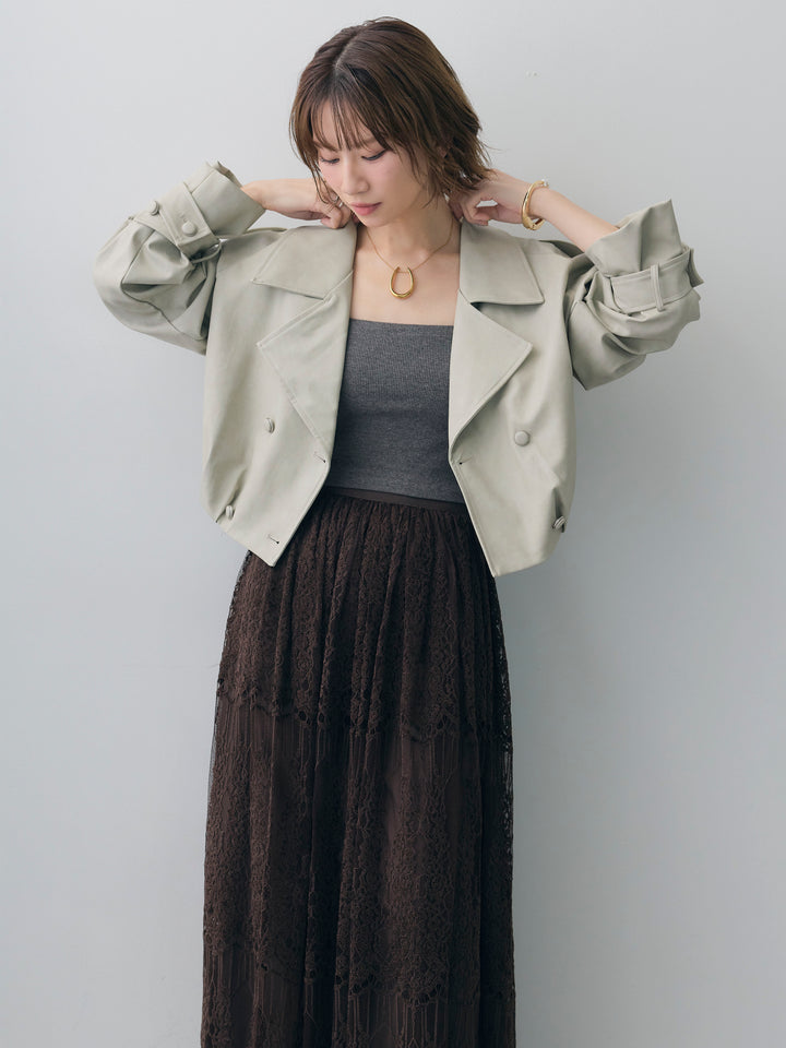 [SET]レザークロップブルゾン+レザークロップブルゾン(2set)