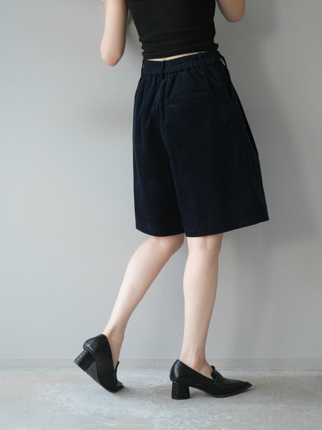 [予約]コーデュロイハーフパンツ/ブラック
