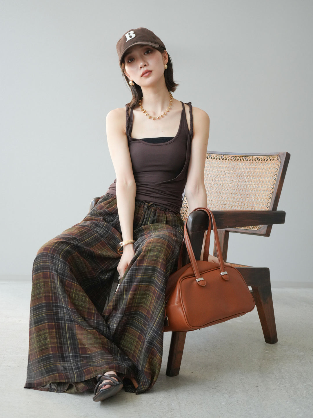 [予約]レイヤードツイストタンクトップ/ブラウン