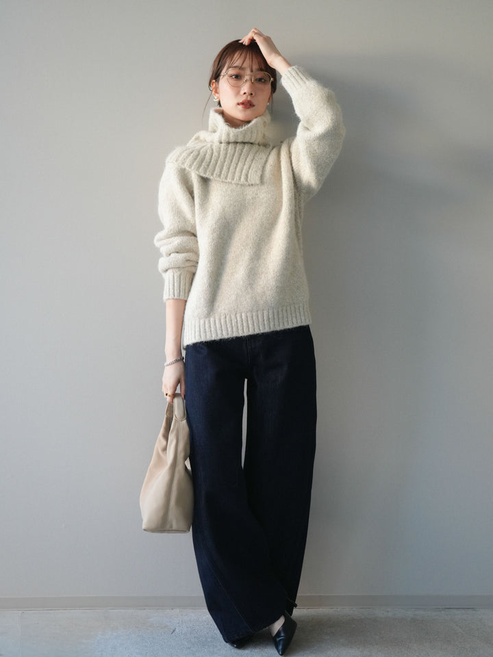 [予約]バレルレッグデニムパンツ/navy