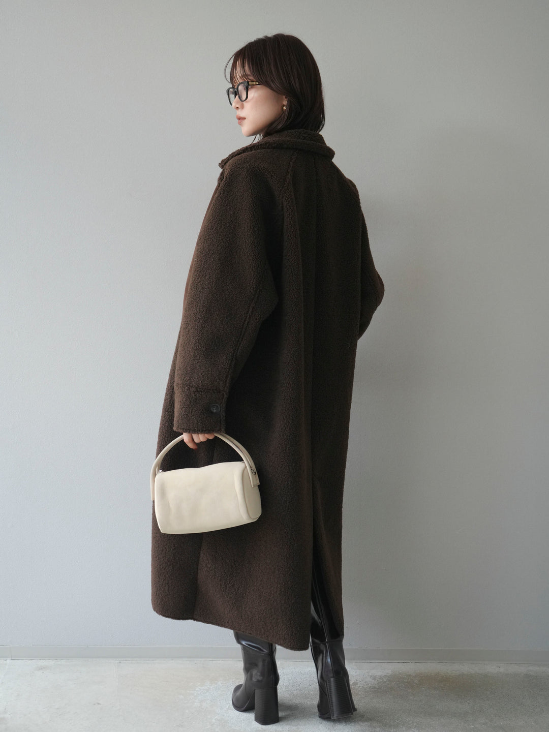 [予約]ボアxムートンロングコート/brown