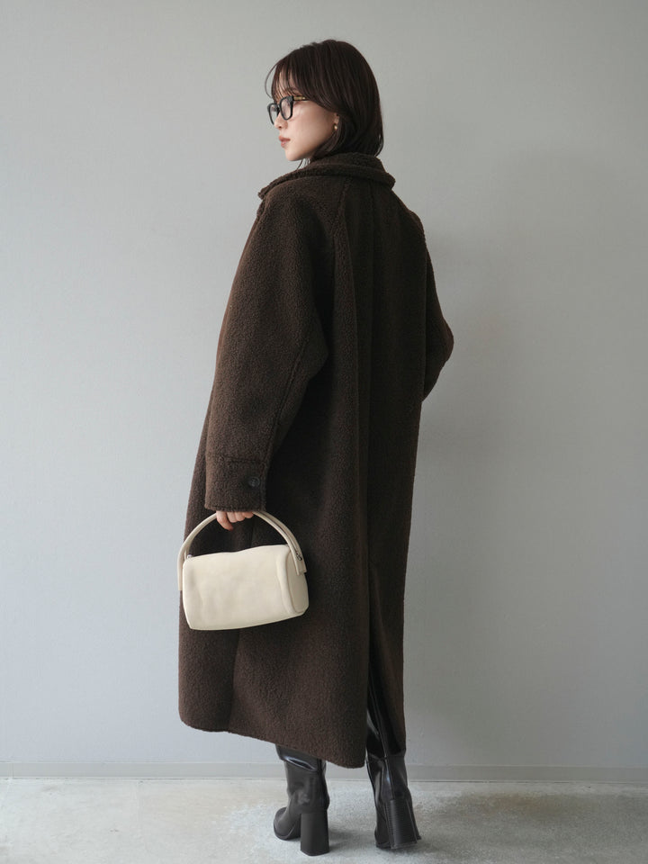 [予約]ボアxムートンロングコート/brown
