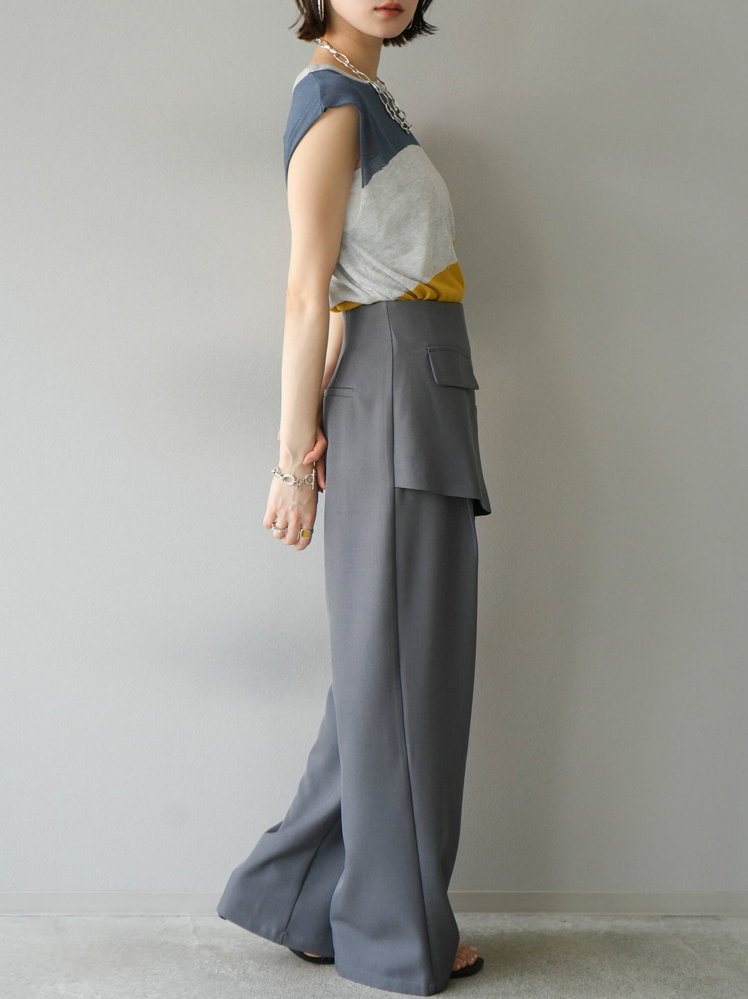 [Pre-order] Front flap slacks pants/gray