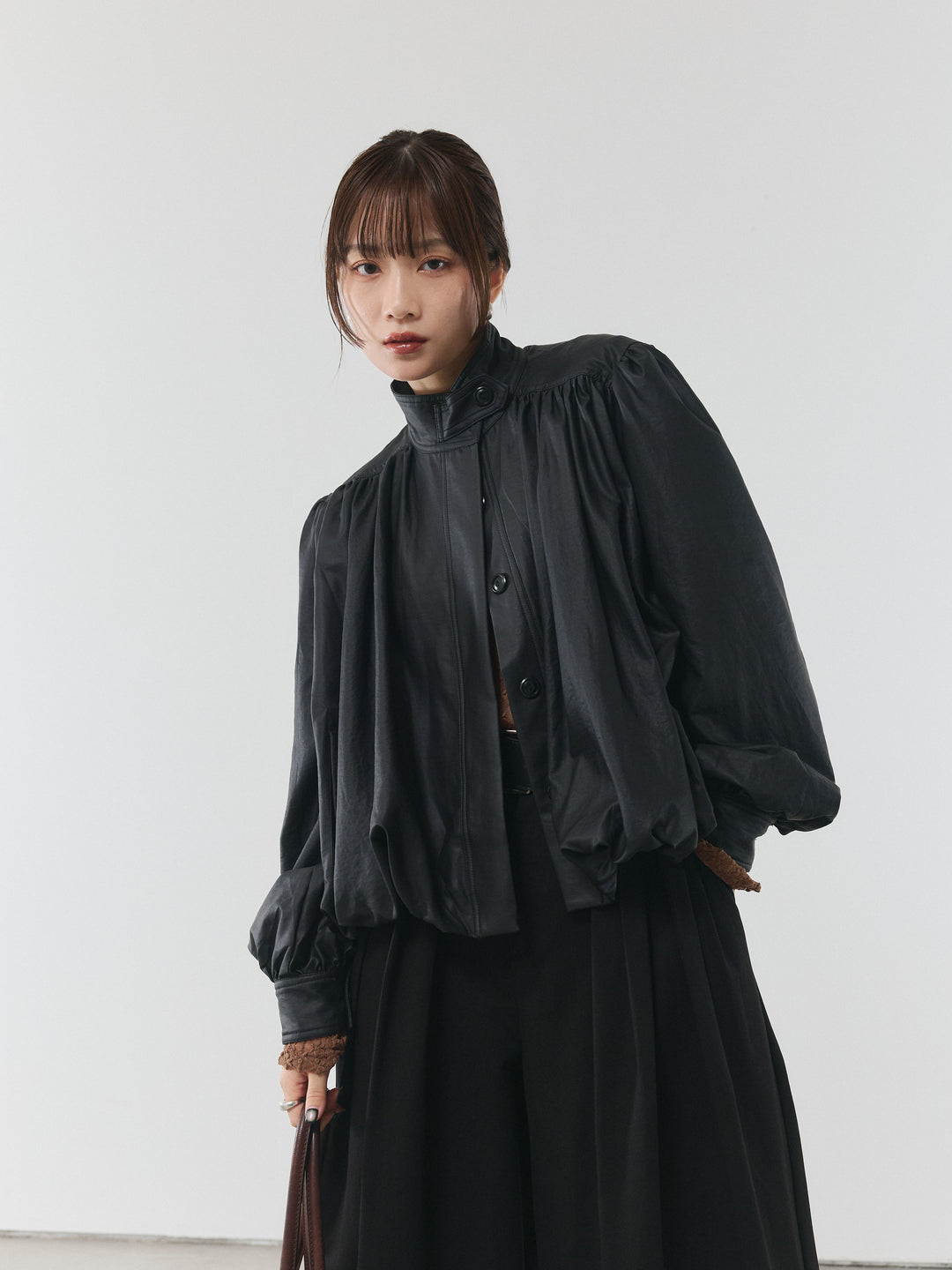 【Allure】[SET]フラワーレーストップス+ベルト付ダブルループワイドパンツ(2set)