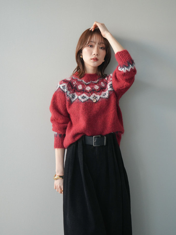 [SET]ソフトタッチ求心柄ニットプルオーバー+ソフトタッチ求心柄ニットプルオーバー(2set)