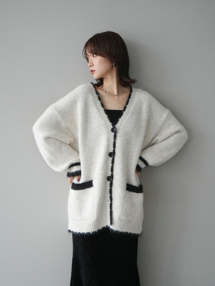 [予約]バイカラーラメニットカーディガン/ivory