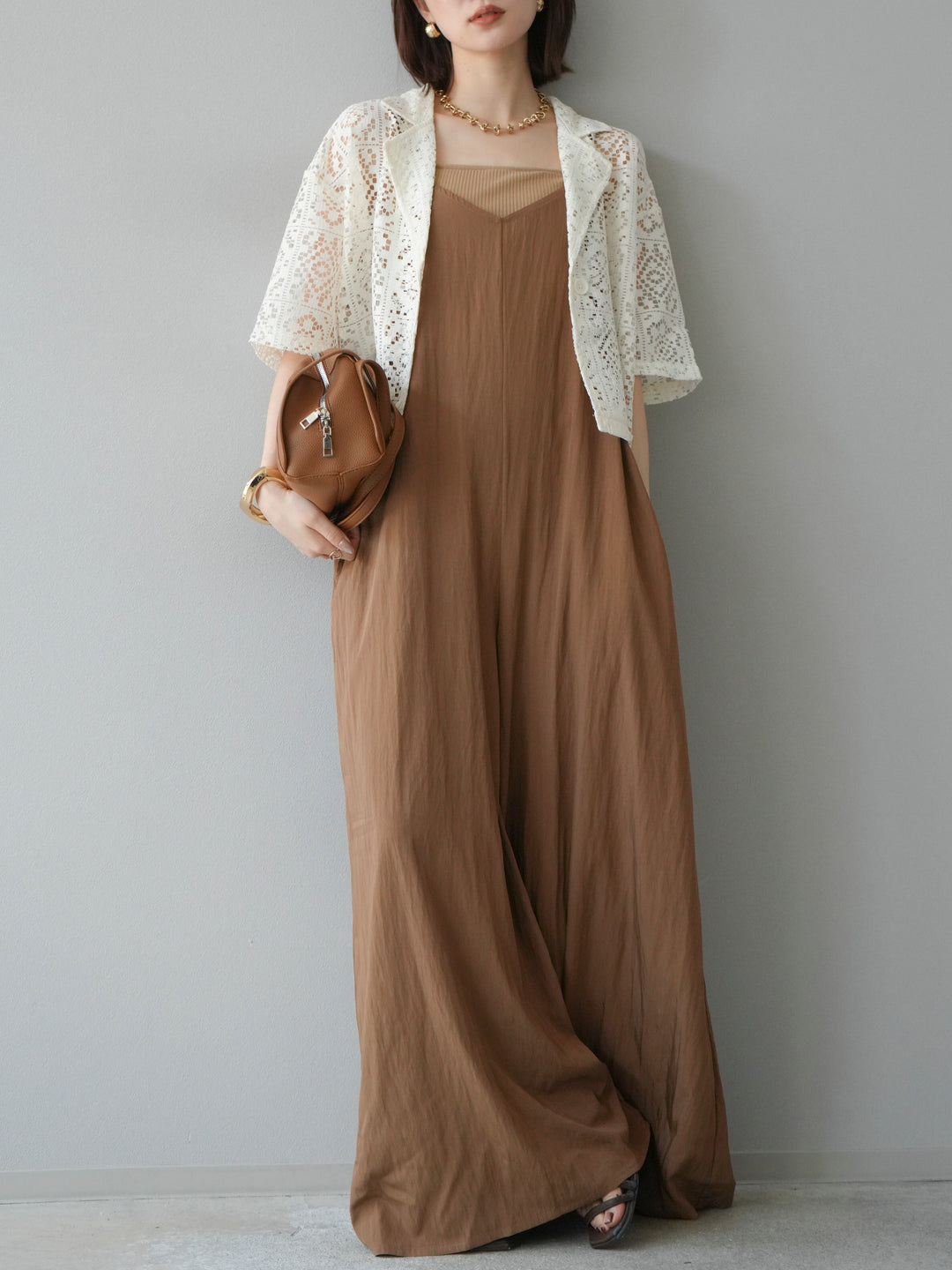 [予約]レースハーフショートジャケット/アイボリー