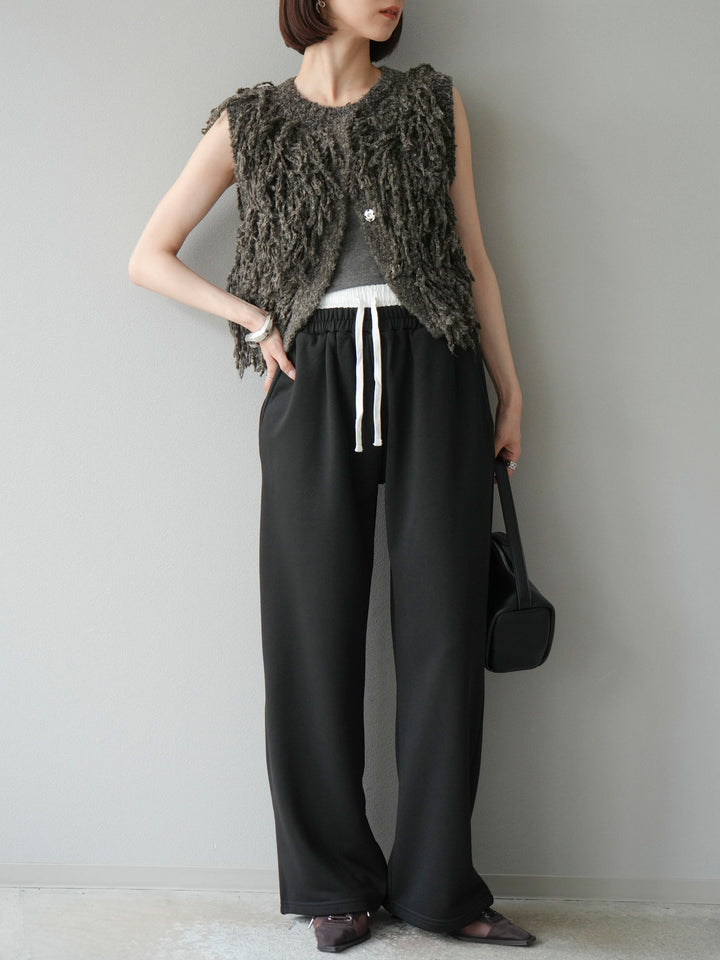 [予約]ダブルウエストスウェットパンツ/ブラック