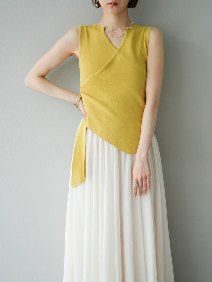 [SET]カシュクールノースリーブニットトップス+カシュクールノースリーブニットトップス(2set)