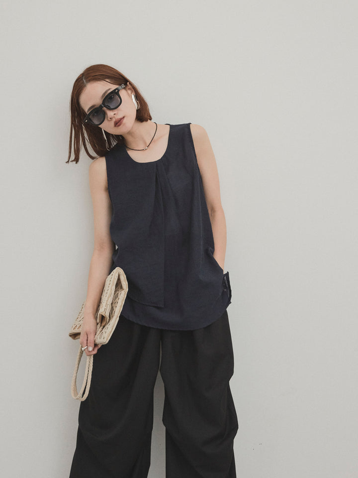 [予約]シアータックアシンメトリーブラウス/ネイビー