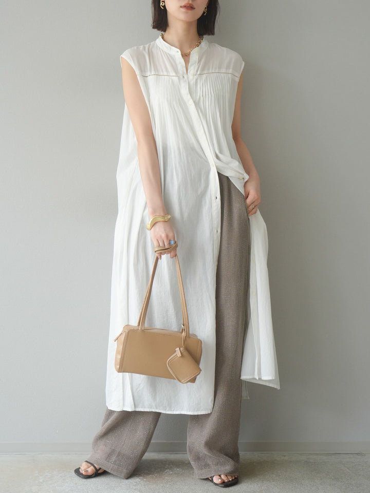 [預購] 棉金銀絲網眼休閒褲/米色