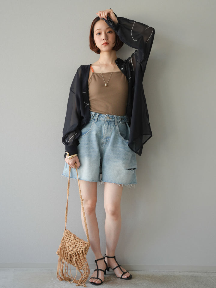 【預購】寬鬆半身牛仔褲/淺藍