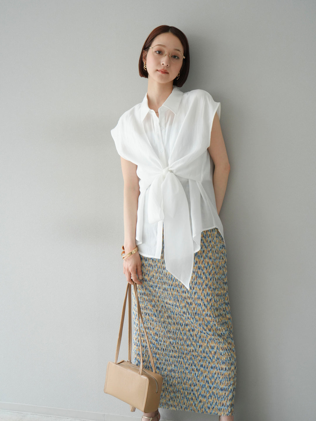 [予約]フロントタイシアーブラウス/アイボリー