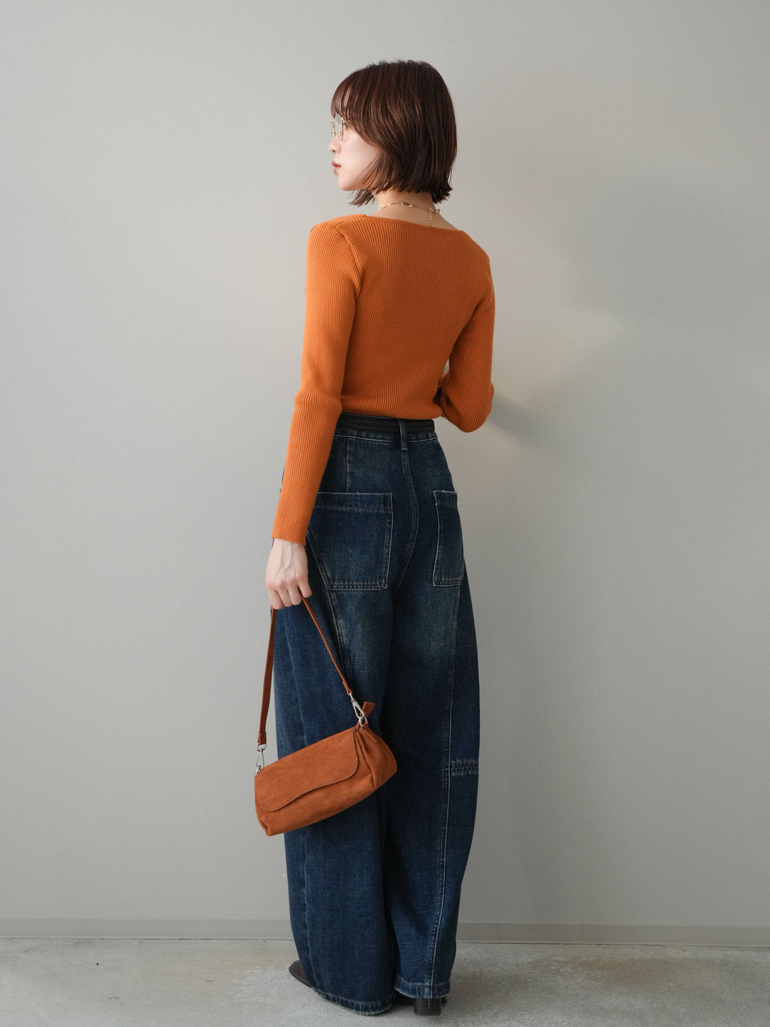 [予約]裏起毛加工デニムカーブパンツ/darkblue