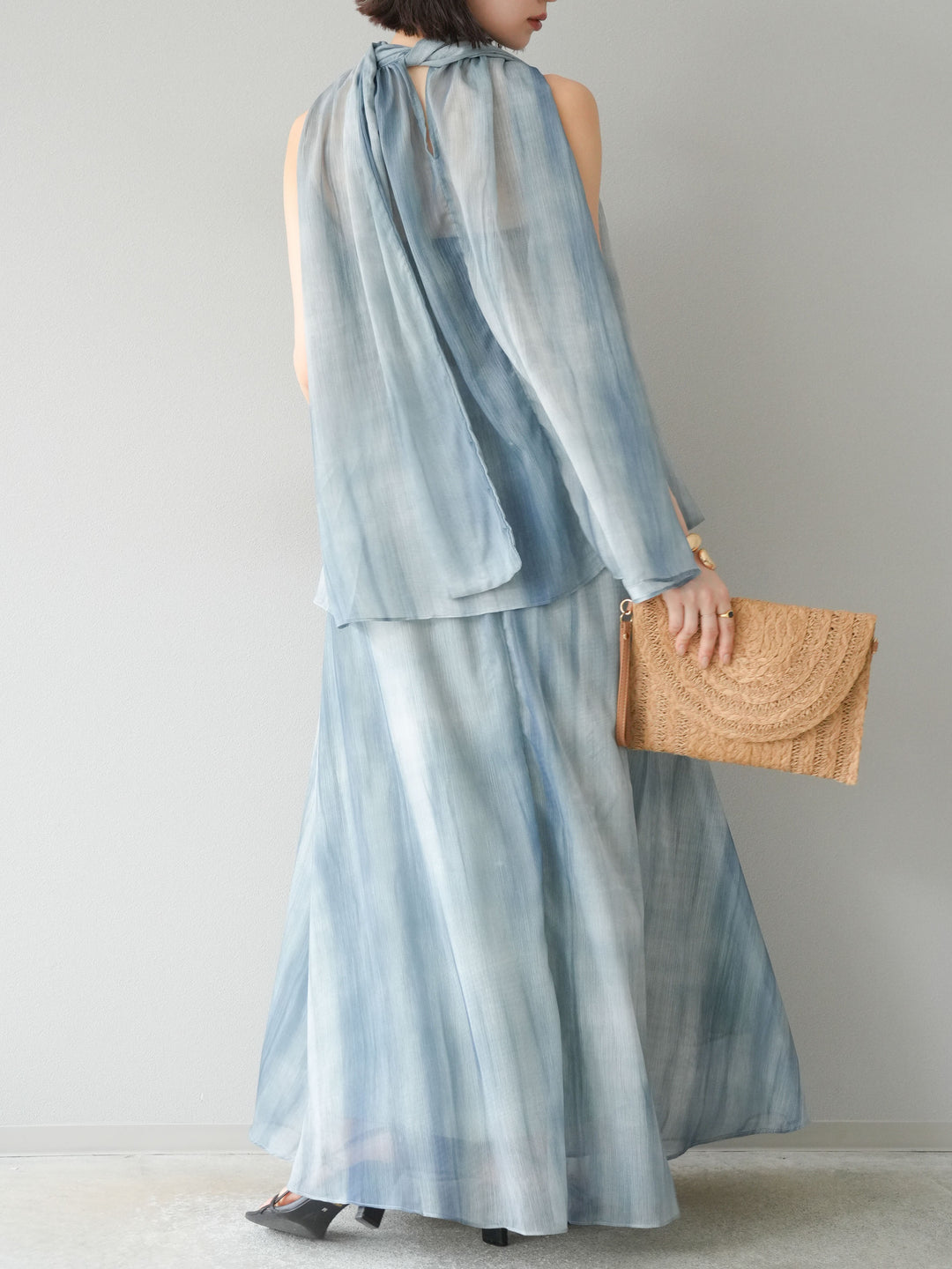 【預購】Nuance 透視喇叭裙/綠色