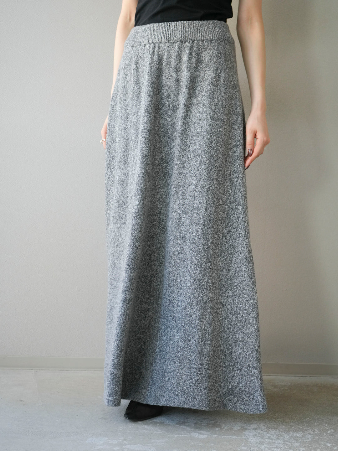 [予約]ミックスヤーンニットスカート/グレー