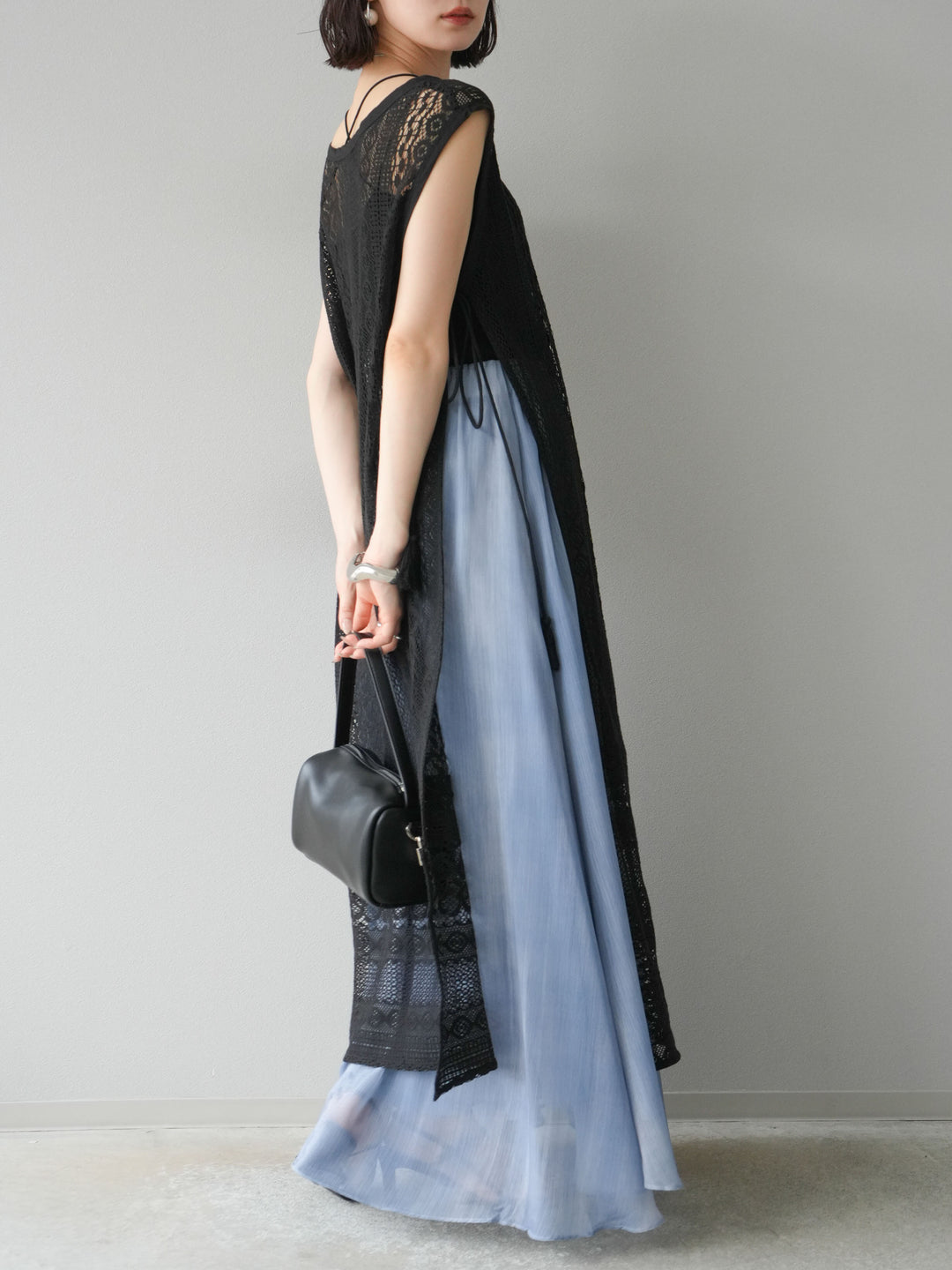 [予約]ニュアンスシアーフレアスカート/ブルー