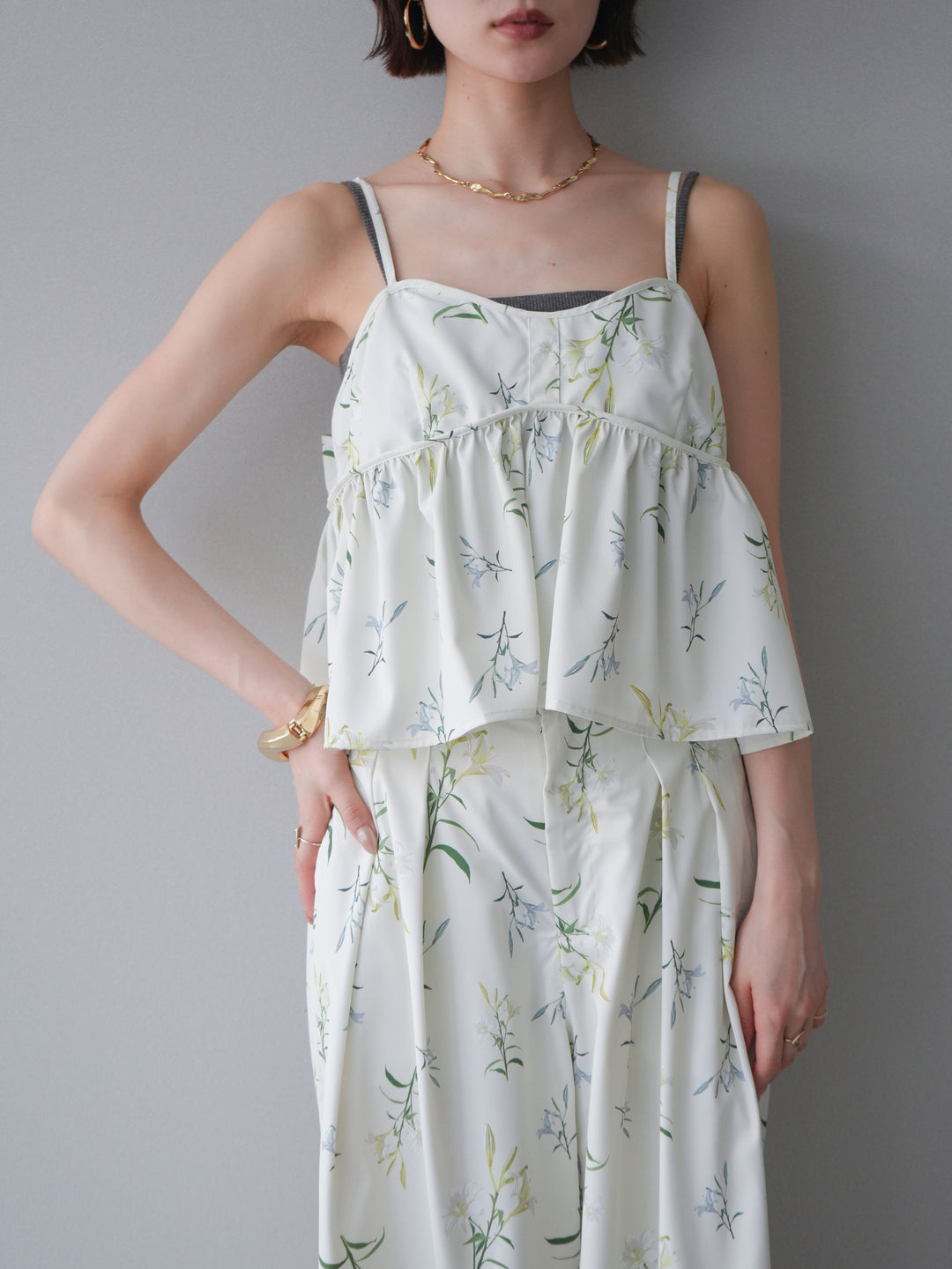 [SET]フラワープリントキャミソール+フラワープリントキャミソール(2set)