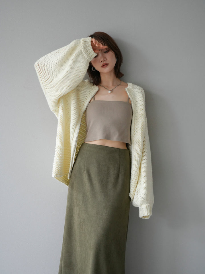 [予約]ロービングケーブルオーバーZIPニットカーディガン/アイボリー