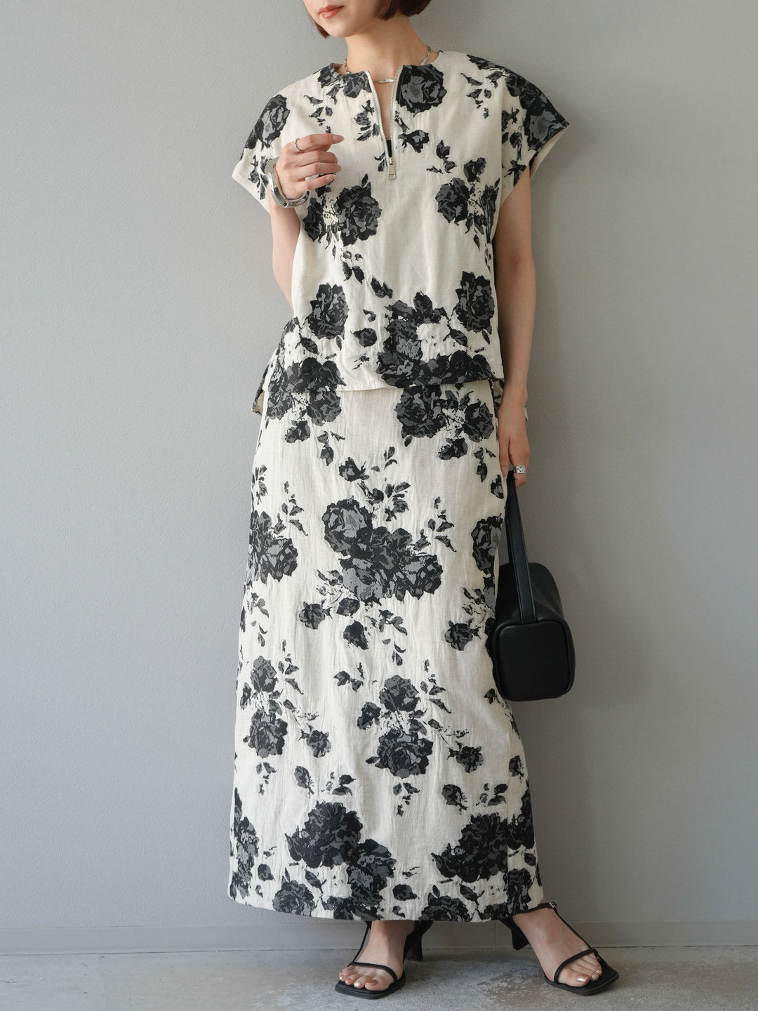 [予約]ジャガードIラインスカート/ブラック