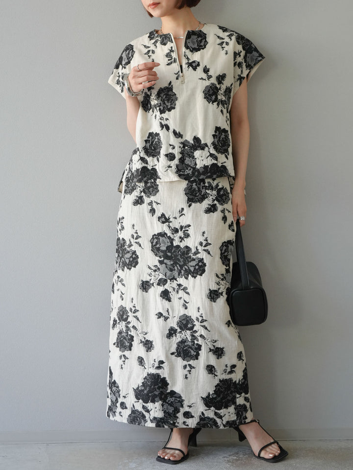 [予約]ジャガードIラインスカート/ブラック