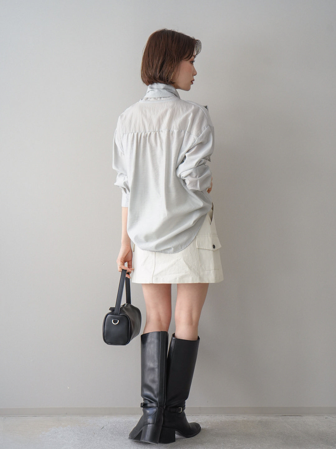 [予約]ベルト付カーゴミニスカート/white