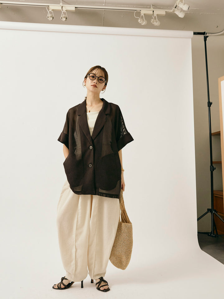 [予約]リネンライクベイカーバルーンパンツ/アイボリー