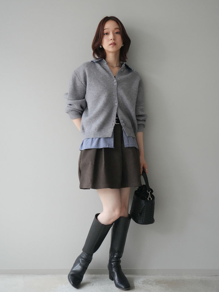 [予約]ベルト付きタックミニスカート/brown