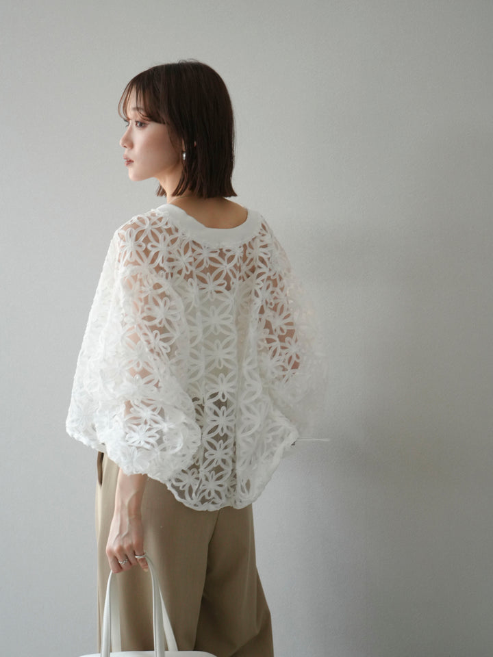 [予約]テープレースシアーブルゾン/オフホワイト