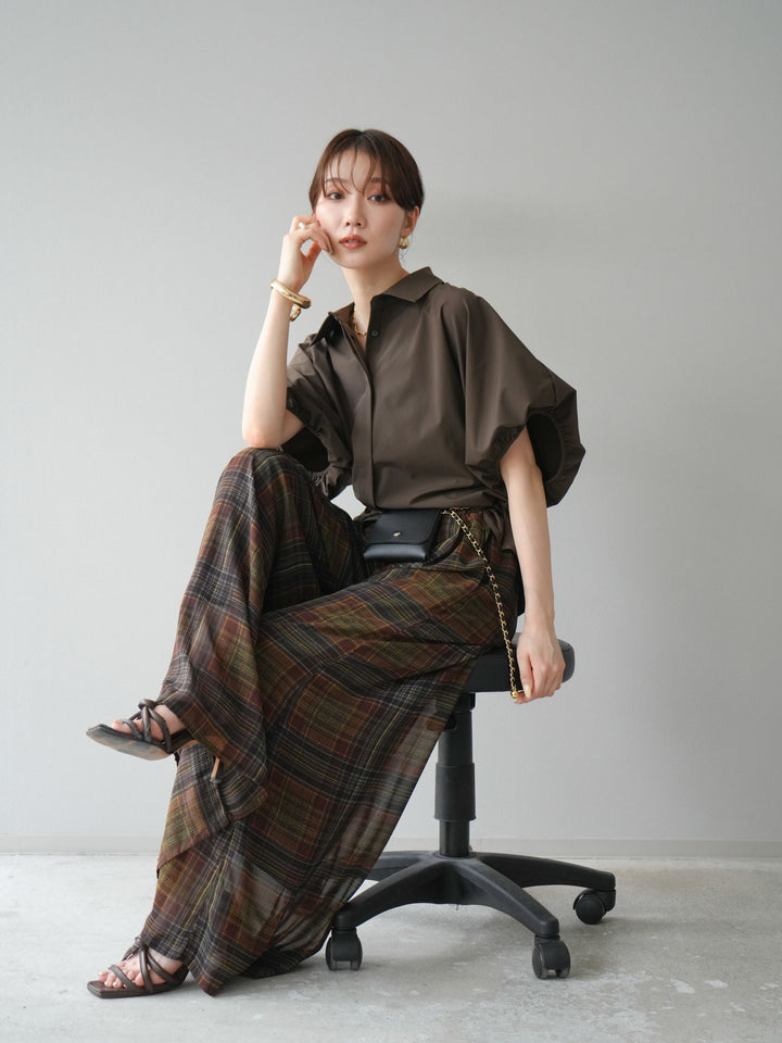 [予約]ICE TOUCHパフスリーブシャツ/ブラウン