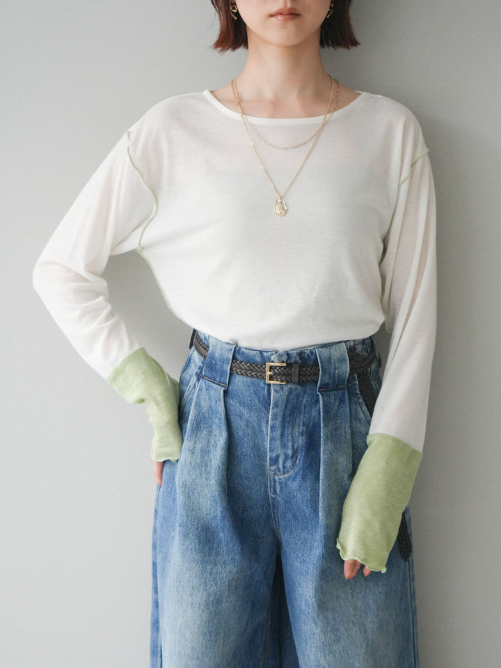 [SET]配色メロウトップス+配色メロウトップス(2set)