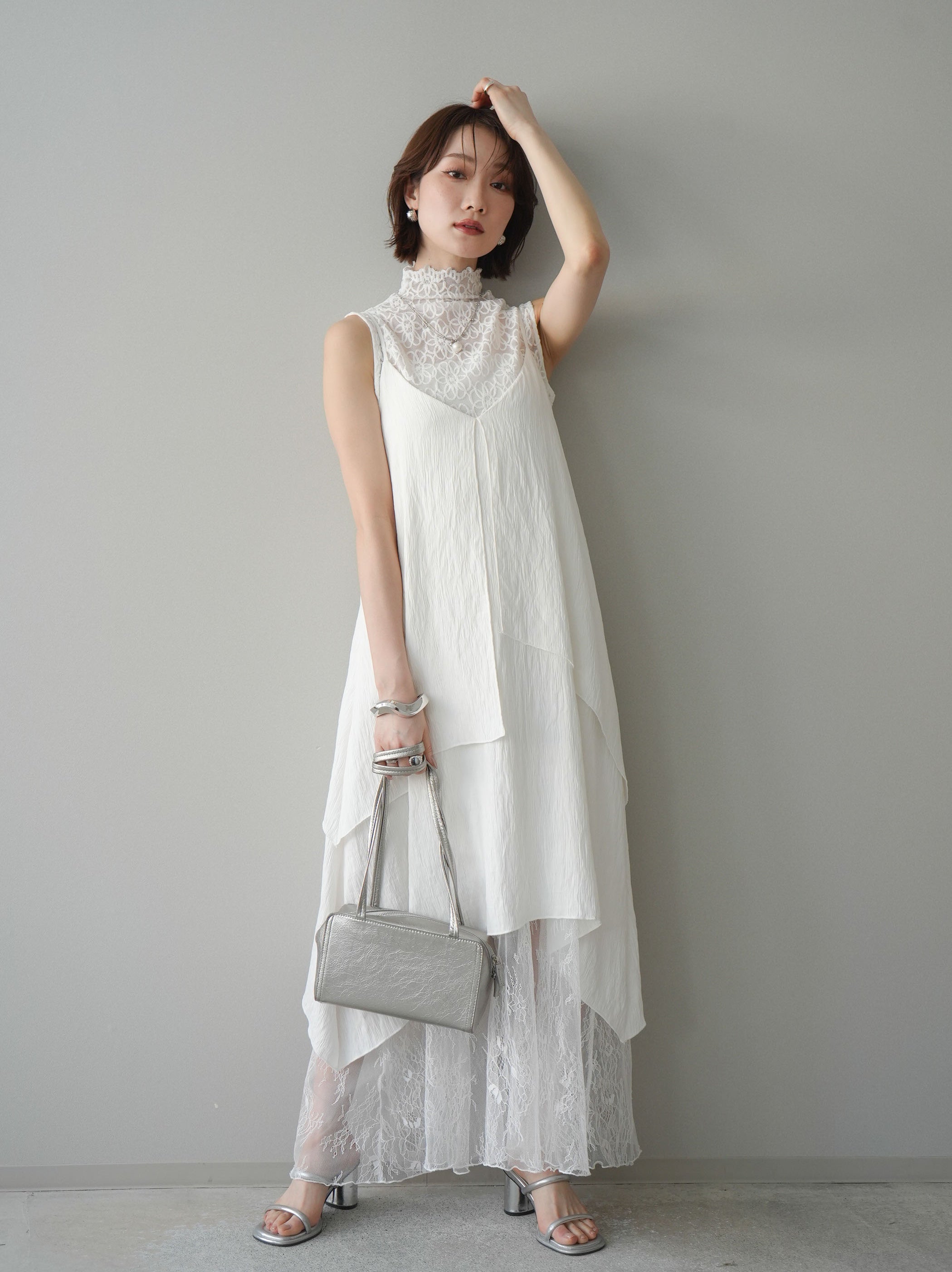 予約]レース切替アシンメトリーワンピース/white – Lumier