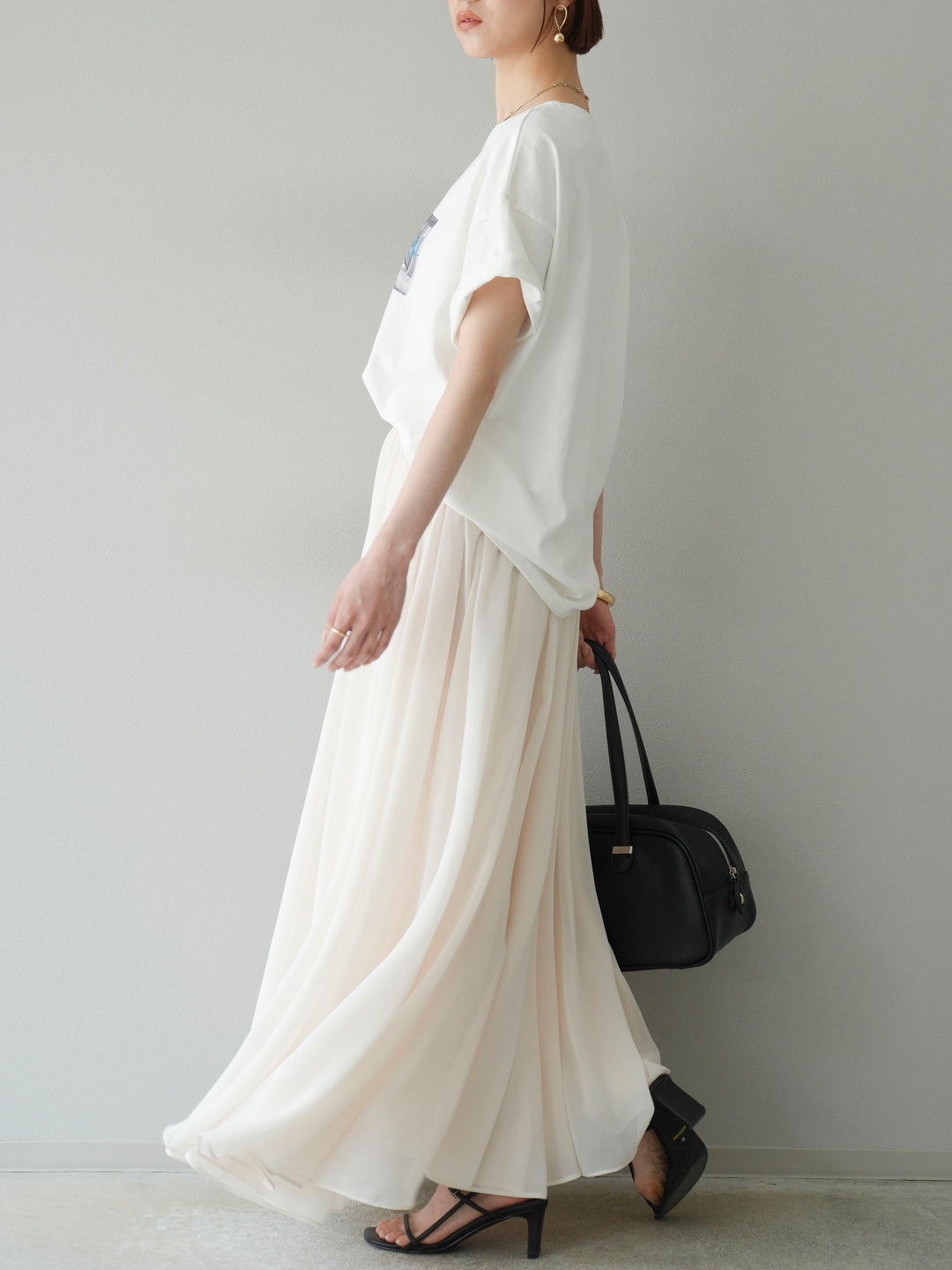 [予約]シフォンフレアスカート/アイボリー