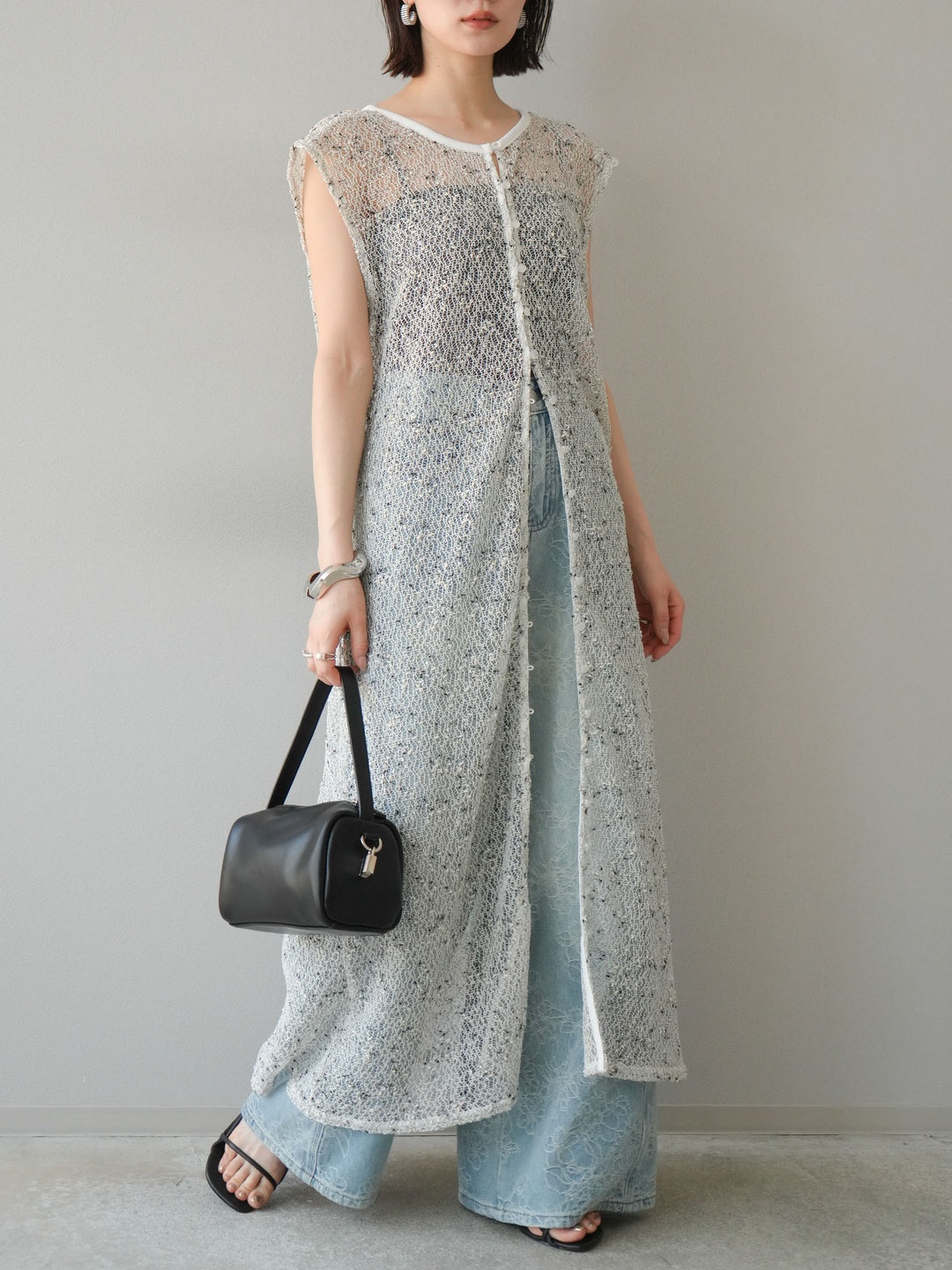 【預購】花提花牛仔寬褲/藍