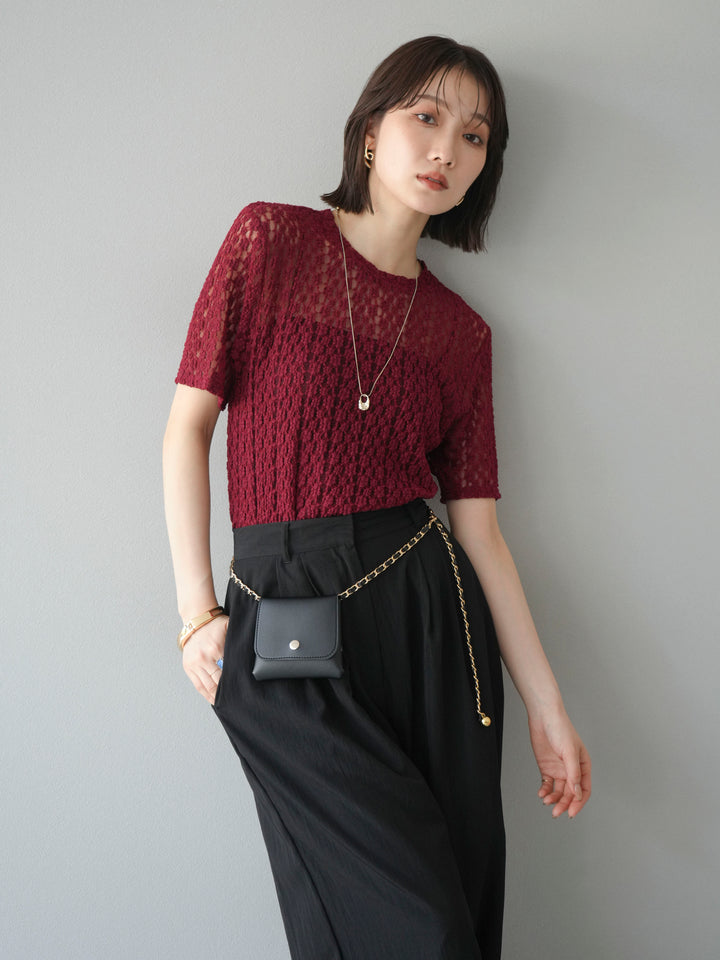 [SET]カットレースTシャツ+選べるアクセセット(2set)