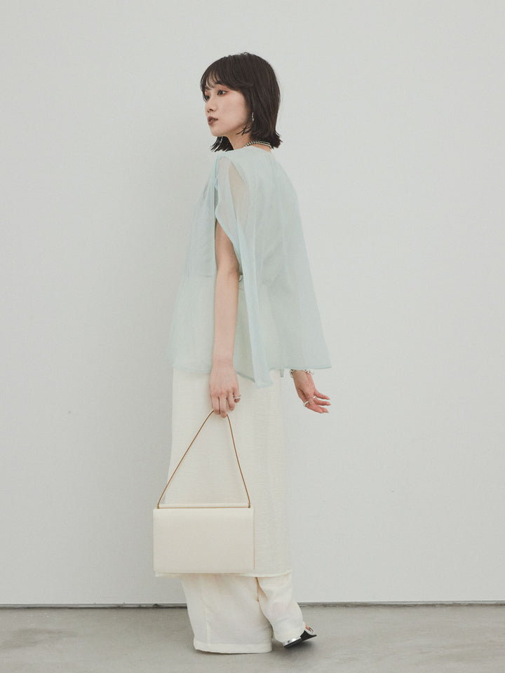 [予約]ワッシャーサテンレイヤードスカートパンツ/アイボリー