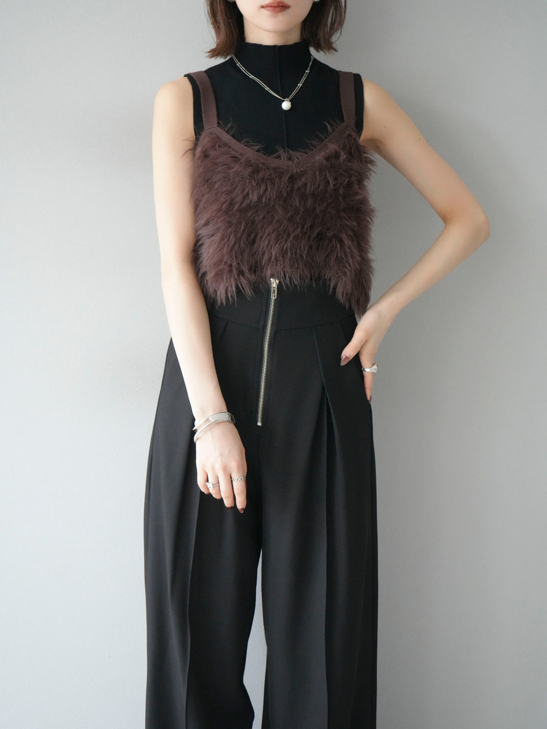 [予約]シャギーニットビスチェ/ブラウン