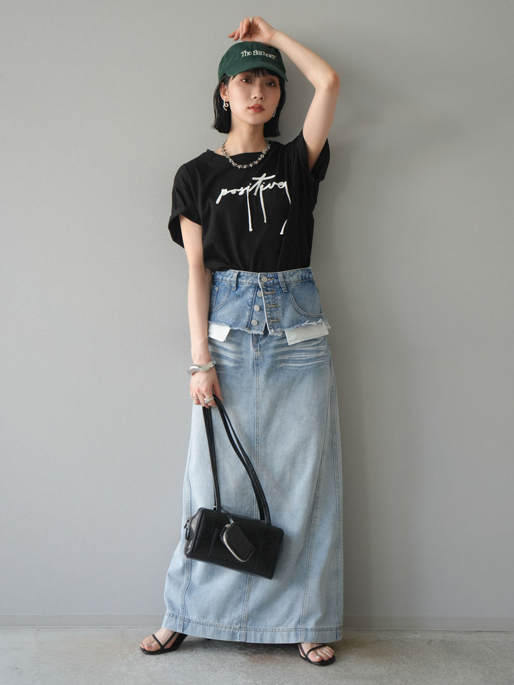 [予約]コード刺繍ロゴTシャツ/ブラック