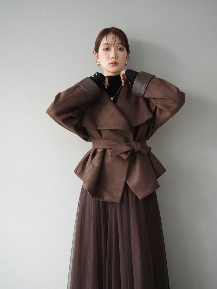 [予約]スウェードショートガウン/ブラウン