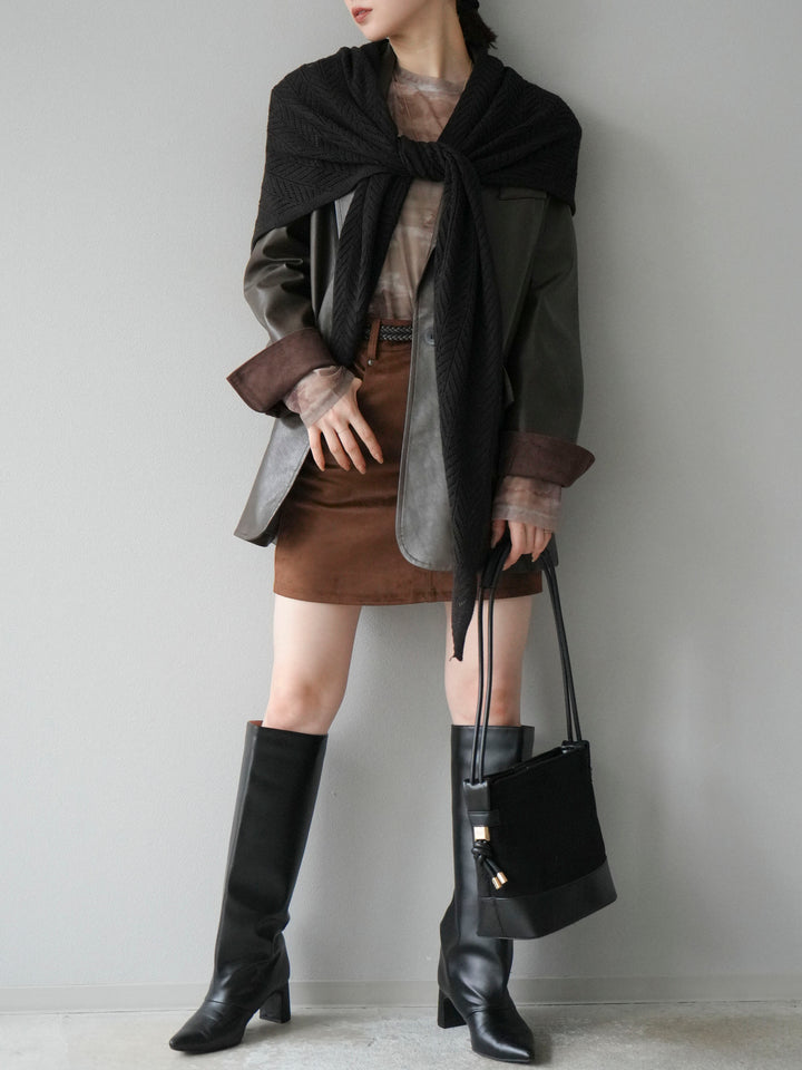 [予約]スエードペチパンツ付ミニスカート/ブラウン