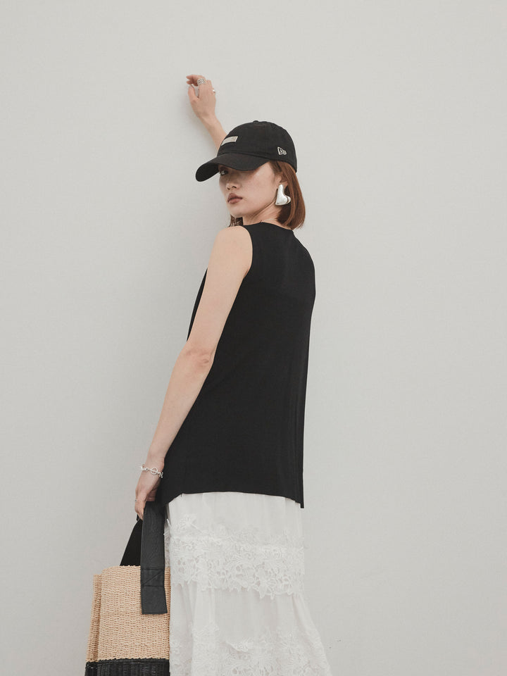 [予約]ドライタッチドレープニットプルオーバー/ブラック