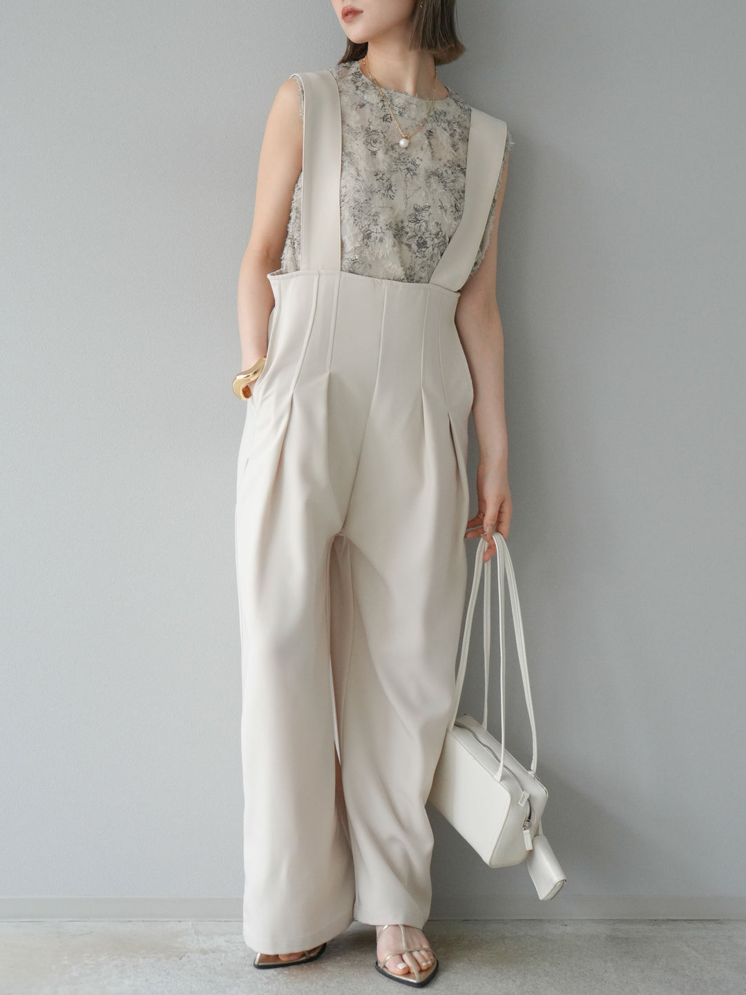 【預購】帶扣設計工裝褲/象牙白