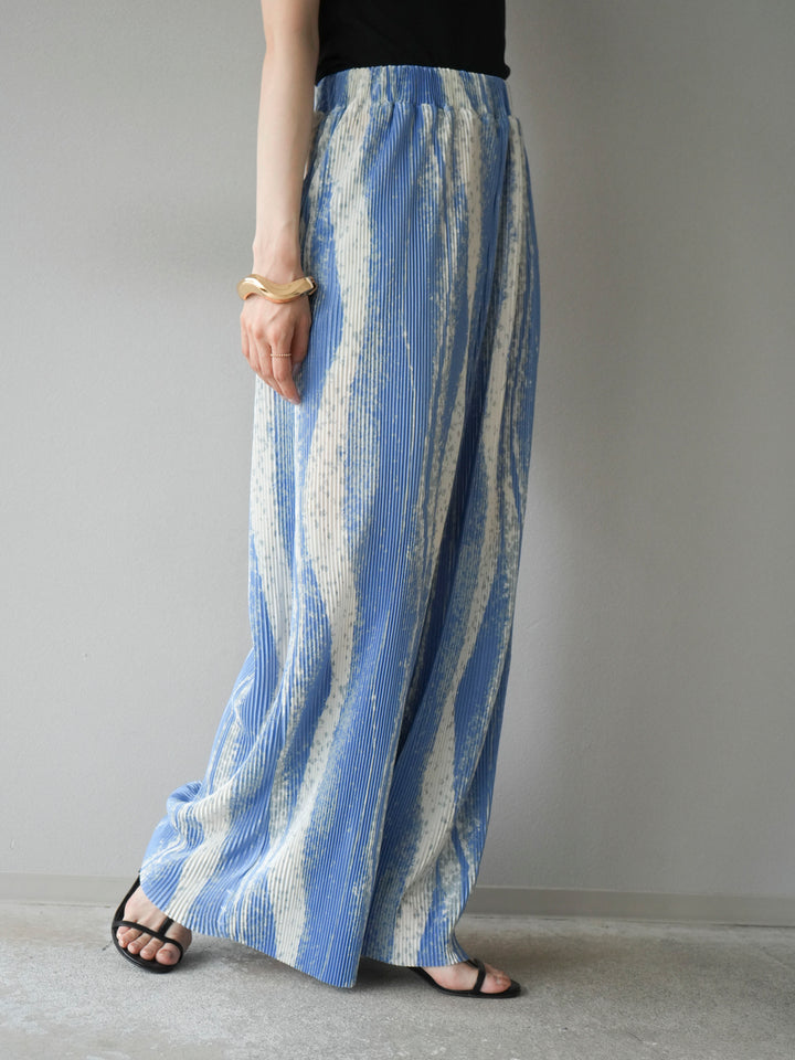[予約]ニュアンスプリーツワイドパンツ/ライトブルー
