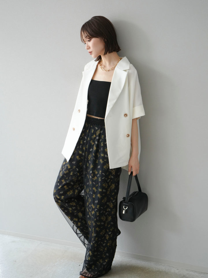 [予約]リネンライクハーフテーラードジャケット/アイボリー