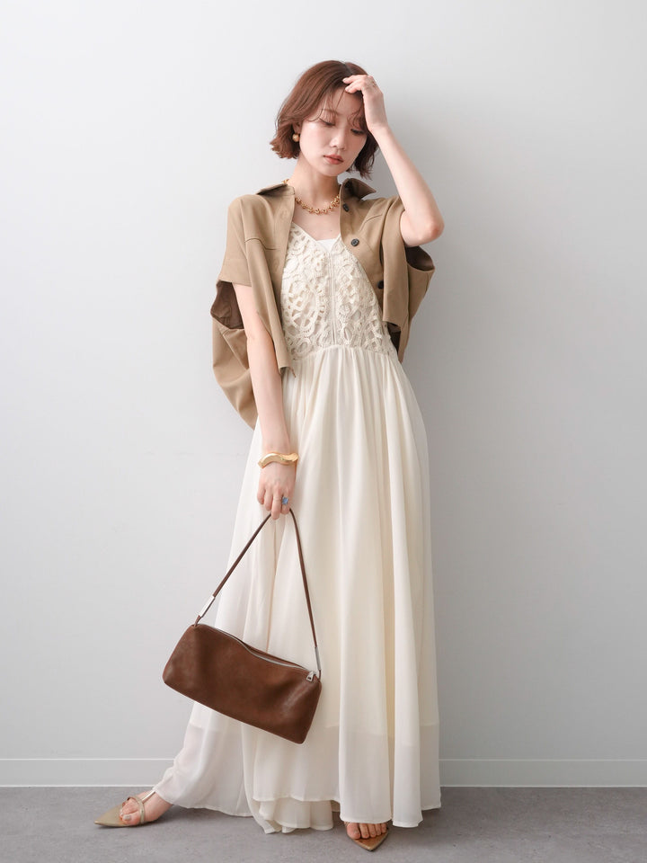[予約]クロシェシフォンキャミワンピース/ivory