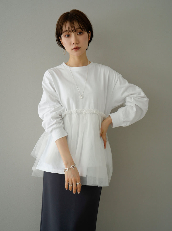 [Pre-order] Tulle Docking Cut and Sew/Off-White